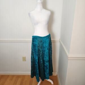 FLAW Vtg Y2K JFW Skirt Sz Large Blue Midi Velvet Floral Fairy Grunge WhimsiGoth